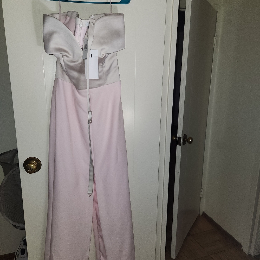Elegant Pink Strapless Prom Dress